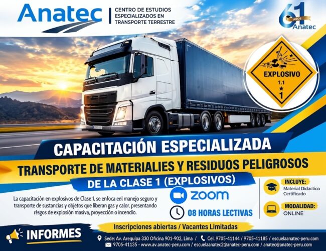CURSO TRANSPORTE DE MATERIALES Y RESIDUOS PELIGROSOS CLASE 1 – EXPLOSIVOS